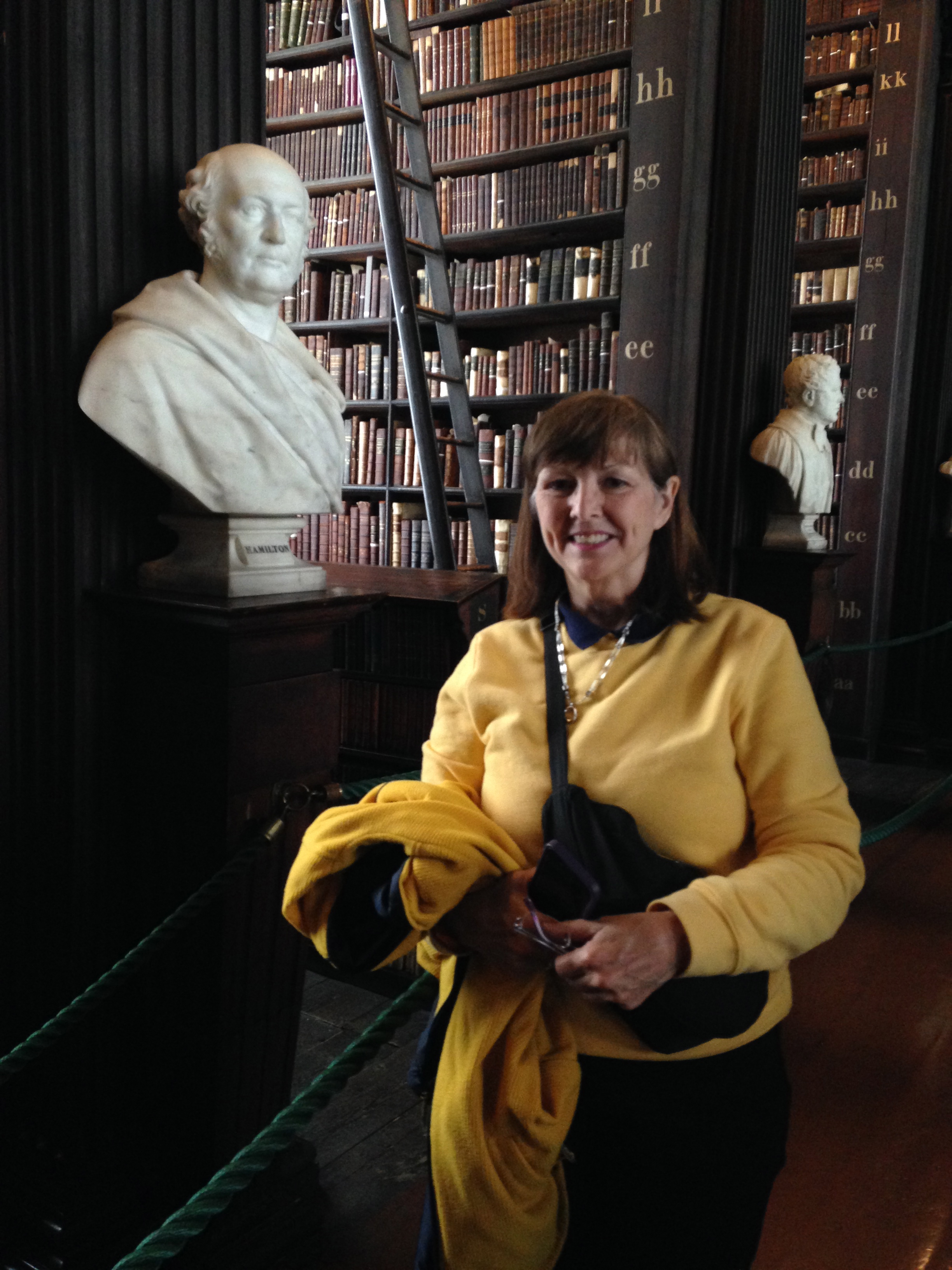 Martha in the library at Trinity College. Photo by Sara Burrus.